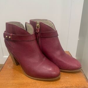 GUC Boden Wine Leather Ankle Booties - Sz 37